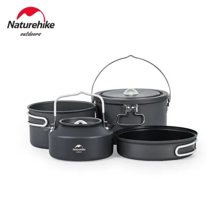 Ensemble de casseroles en aluminium NATUREHIKE - Antiadhésives, portables, pour le camping et les pique-niques